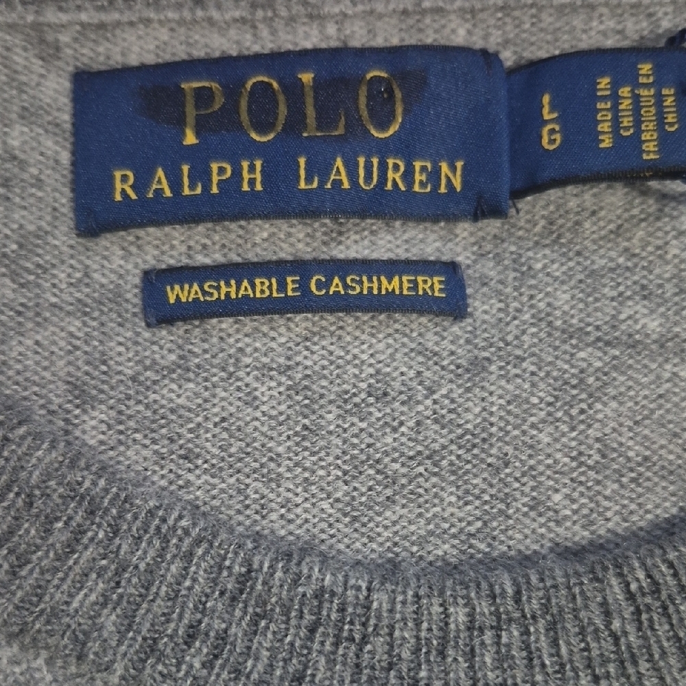 Ralph Lauren Two-Tone Gray Cashmere Crewneck Sweater - Picture 4 of 7